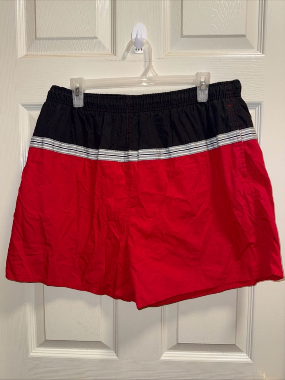 Red and Black Athletic Swim Trunks